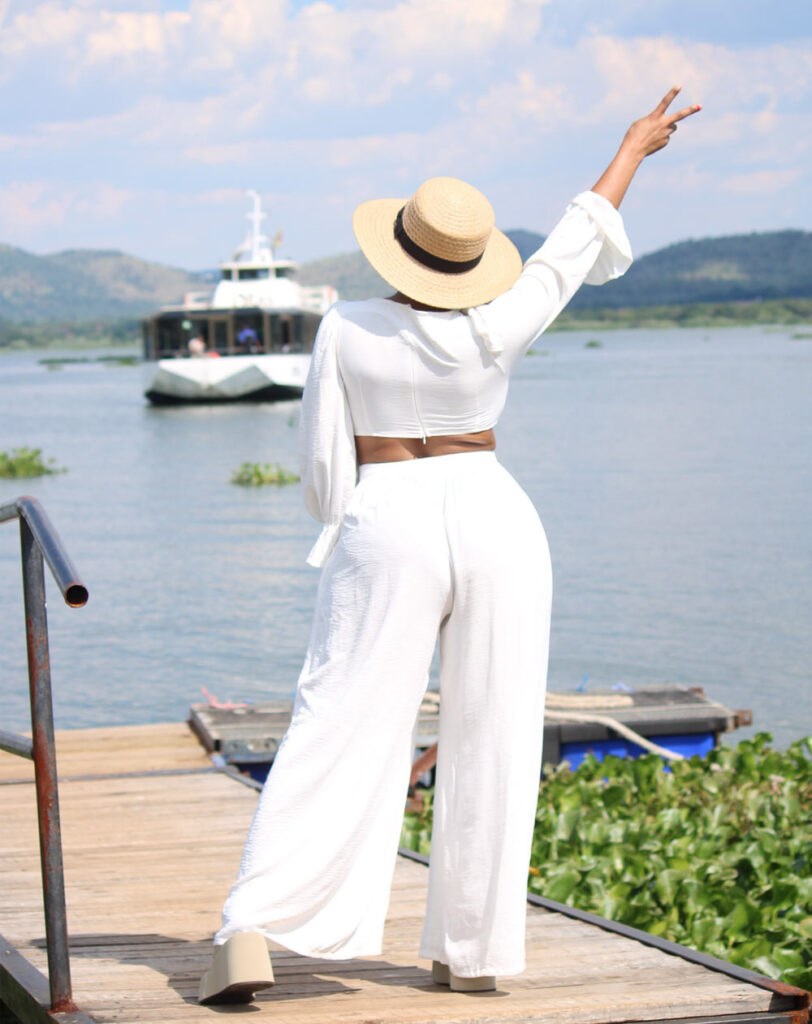 Lady posing by the dam